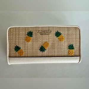 Kate Spade Woven Pineapple Clutch in Cream and Yellow